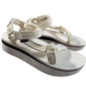 Teva Women's‎ Flatform Universal Mesh Print Platform Sandal White Black 1102451